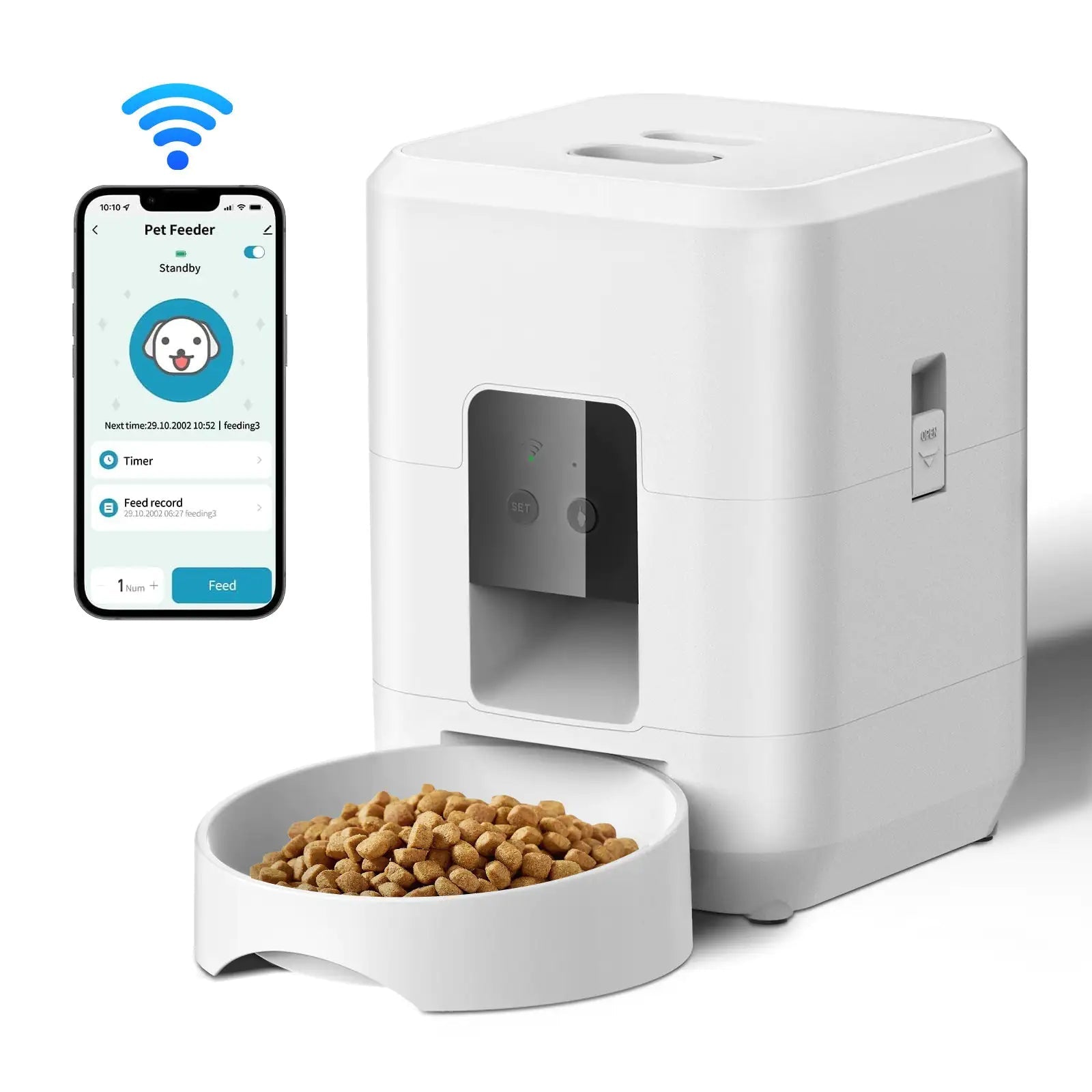 WiFi Smart Pet Feeder – Remote App Control, Timed Quantitative Feeding & Dual Power Backup - Hippopotamus Barn