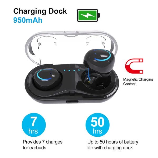 Wireless Earbuds TWS Stereo Bluetooth Earphones with Charging Case - Hippopotamus Barn