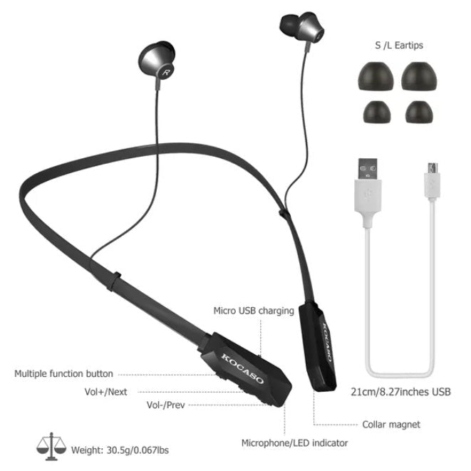 Wireless Neckband Earphones - Sweatproof Sport Headphones for Running & Gym - Hippopotamus Barn