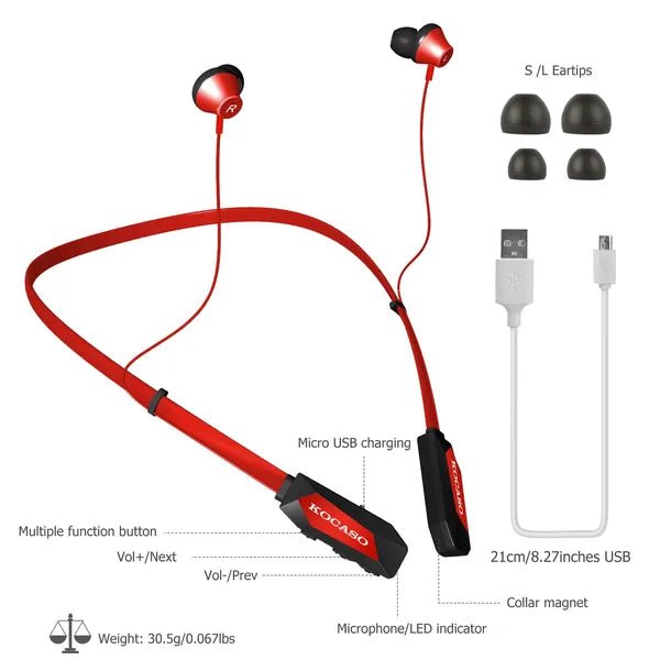 Wireless Neckband Headphones V4.2 - Magnetic Sweat - Proof Sport Earbuds 15Hr Battery - Hippopotamus Barn