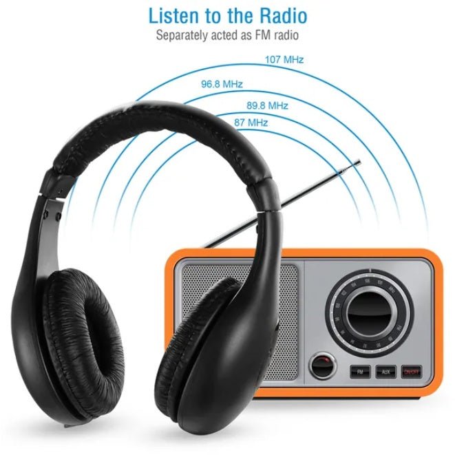 Wireless RF Headphones - HiFi Over - Ear Headset with RF Transmitter & Receiver - Hippopotamus Barn