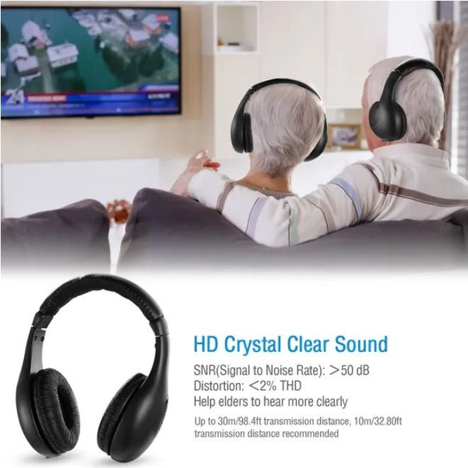 Wireless RF Headphones - HiFi Over - Ear Headset with RF Transmitter & Receiver - Hippopotamus Barn