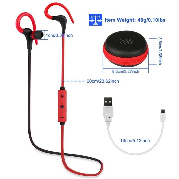 Wireless Sport Earbuds V4.1 - Sweat - Proof In - Ear Headphones with Carrying Case - Hippopotamus Barn