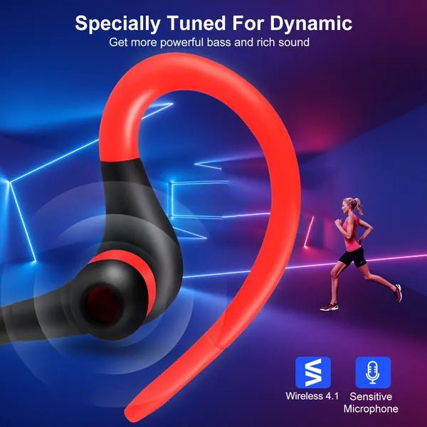 Wireless Sport Earbuds V4.1 - Sweat - Proof Noise Canceling with Ear Hooks & Case - Hippopotamus Barn