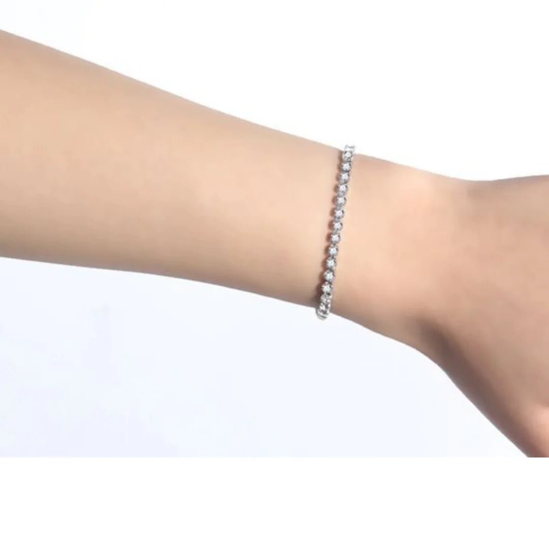 Zilla Zirconia Tennis Bracelet | Waterproof Stainless Steel | Silver - Hippopotamus Barn