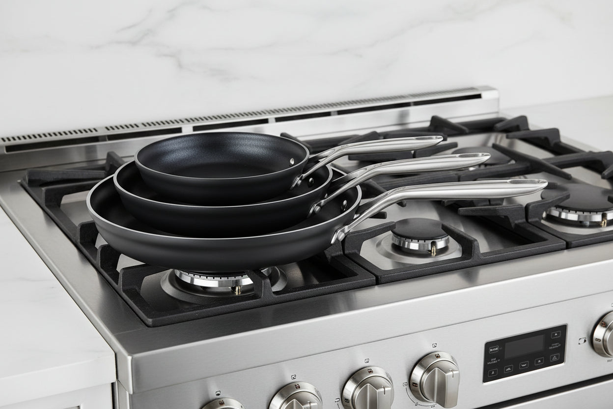 ZWILLING J.A. Henckels Motion Hard Anodized 3 - Piece Fry Pan Set | 8", 10", & 12" Nonstick Skillets - Hippopotamus Barn
